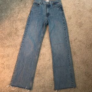Zara high rise wide leg full length jeans